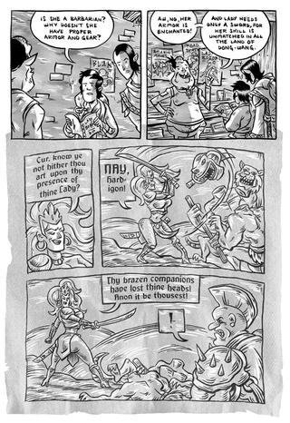 Illustration for article titled What happens when female fantasy adventurers read comics with skimpily dressed heroines?